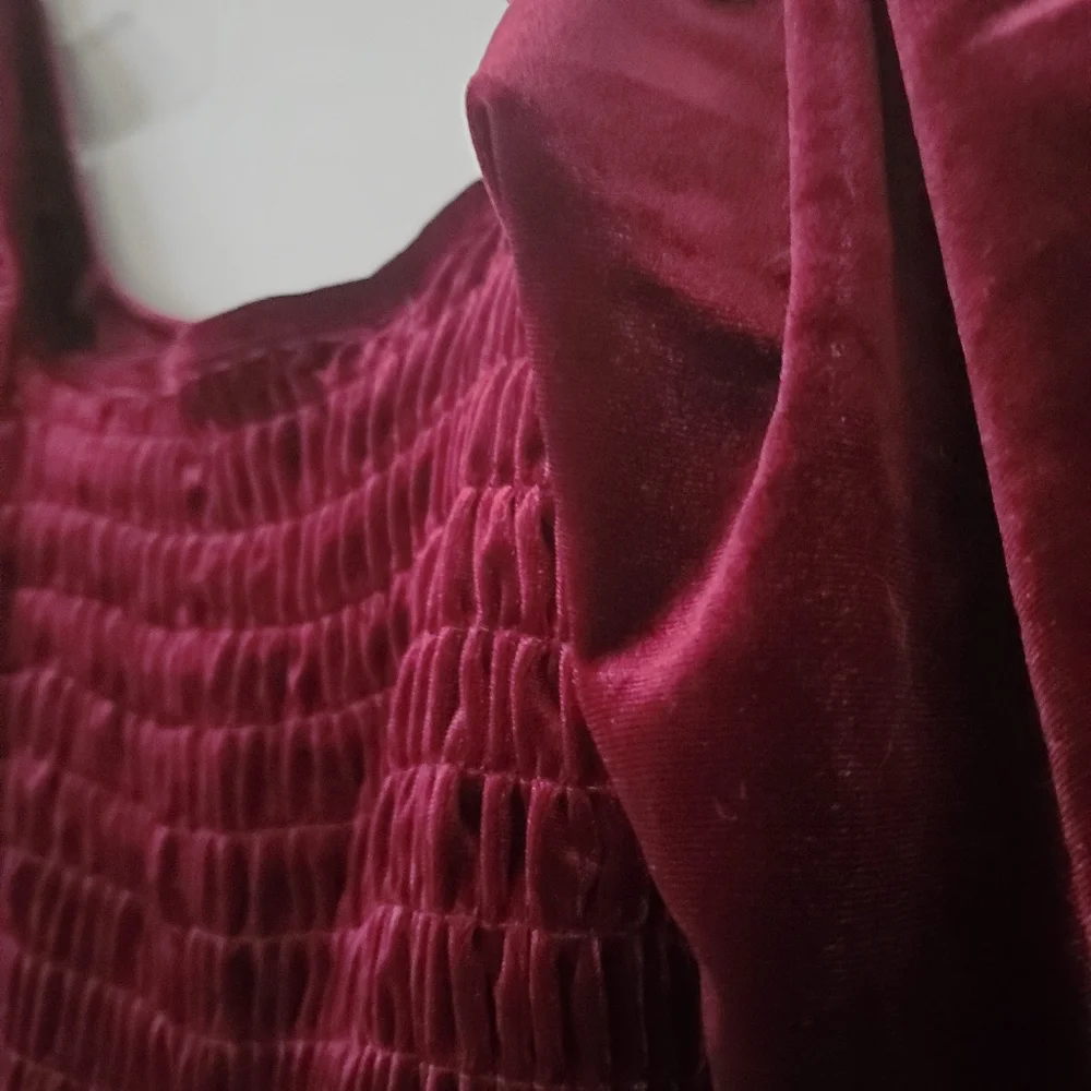 NWOT UO Patsy Velvet Smocked Romper - Picture 4 of 6